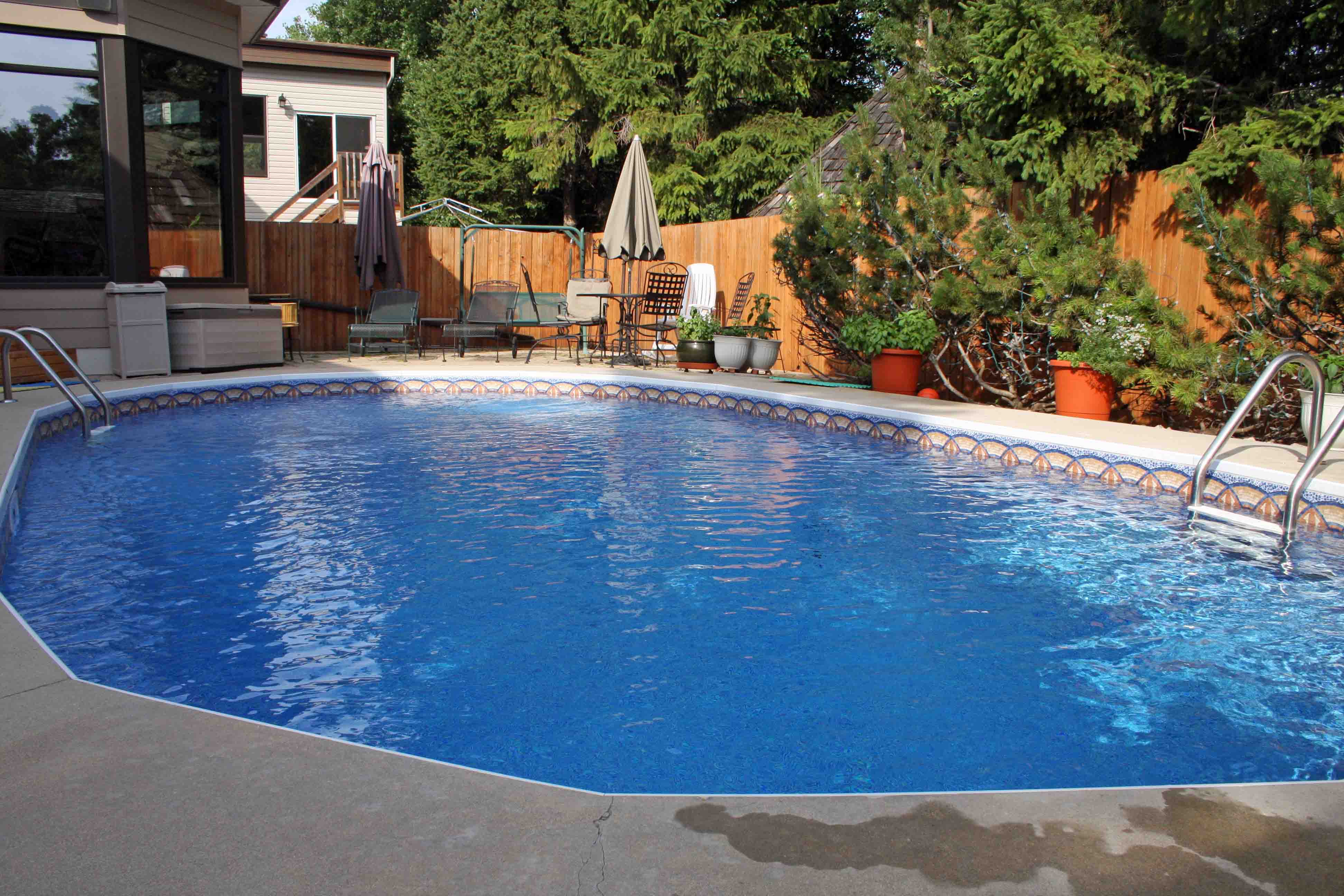 pool with dark blue liner